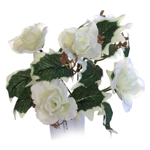 30cm Ivory  Rose and Gyp Bunch - Christmas Xmas Artificial
