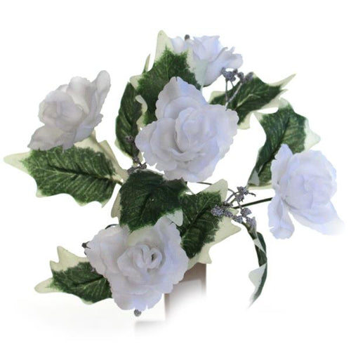 30cm White Rose and Gyp Bunch - Christmas Xmas Artificial