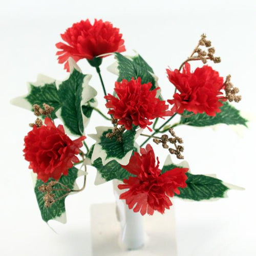30cm Red Carnation and Gyp Bunch - Christmas Xmas Artificial