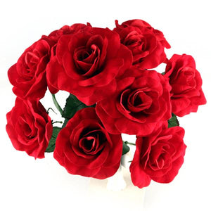 40cm Red Velvet Rose Bunch - 10 Heads