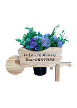 Load image into Gallery viewer, WAS: £15.95 / NOW: £10.00! Wooden Memorial Wheelbarrow Black Insert - Graveside Plaque - NOTE - does not come with flowers.
