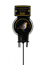 Load image into Gallery viewer, In Loving Memory Robin Spike Vase With Black Plastic Insert