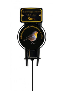 In Loving Memory Robin Spike Vase With Black Plastic Insert