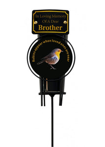 In Loving Memory Robin Spike Vase With Black Plastic Insert