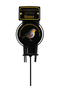 In Loving Memory Robin Spike Vase With Black Plastic Insert