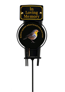 In Loving Memory Robin Spike Vase With Black Plastic Insert