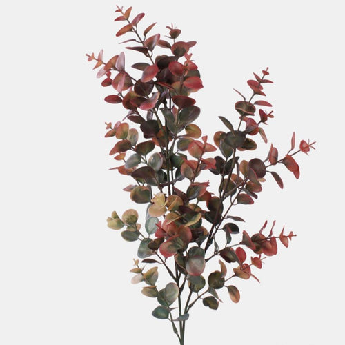 72cm Artificial Green / Burgundy Eucalyptus - Greenery