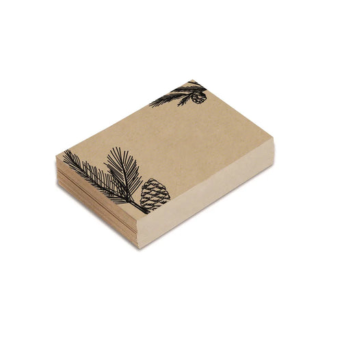 25 x Small Kraft Fir Cone Card - Merry Christmas