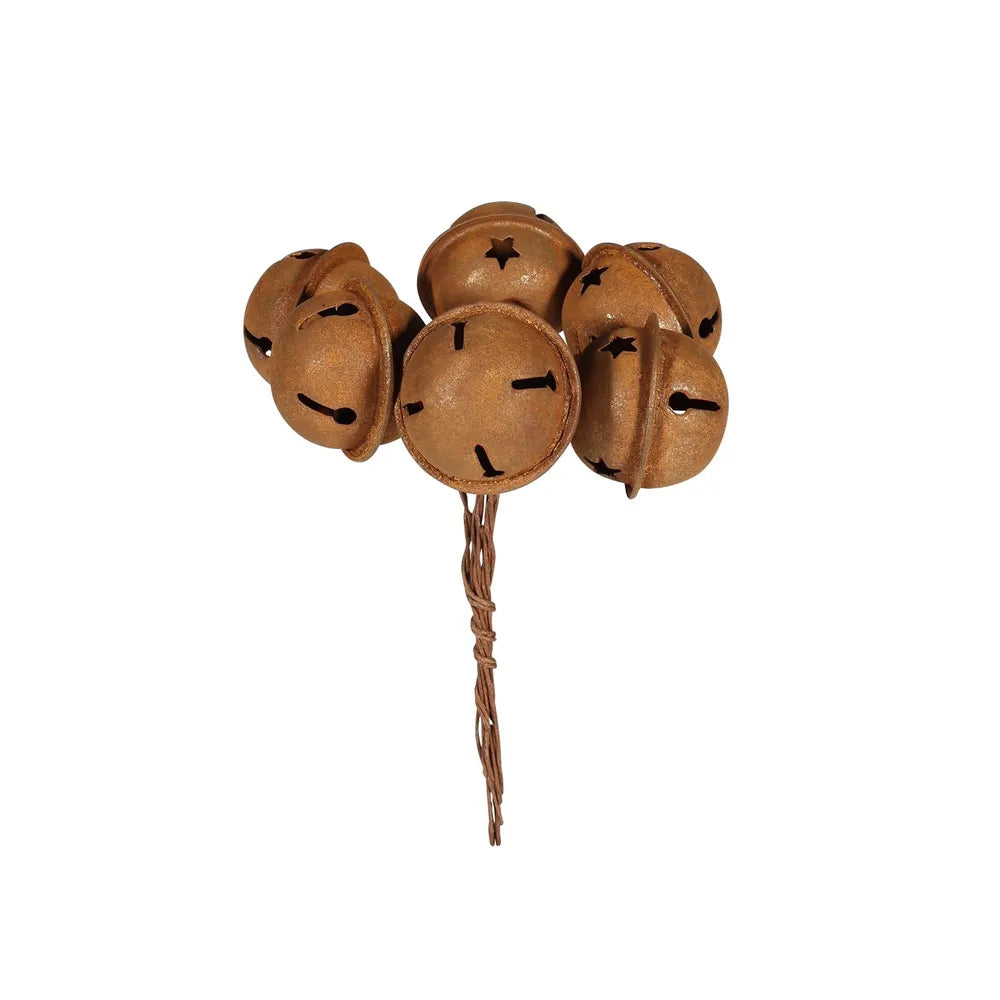 13cm 6 x Rusty Bells on wire - Christmas Xmas Wreath