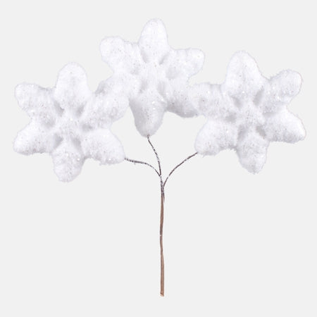19cm White Glitter Snowflakes on Pick - Christmas Xmas