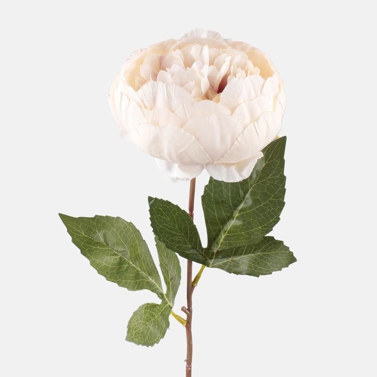 42cm Ivory/Blush Pink Peony - Artificial Single Stem Flower