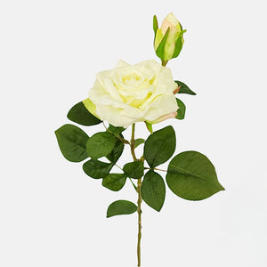 47cm Cream Real Touch Rose - Artificial Single Stem Flower