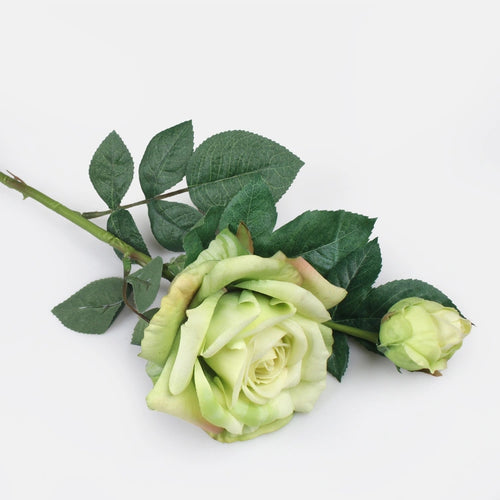 65cm Sage Green Real Touch Rose - Artificial Single Stem Flower