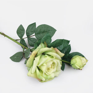 65cm Sage Green Real Touch Rose - Artificial Single Stem Flower