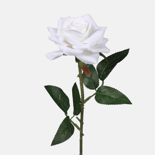50cm Single Stem White Rose - Artificial Flower