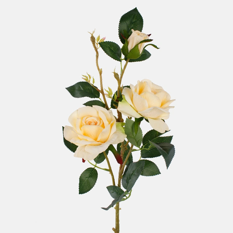 82cm Lemon Spray Rose Single Stem - Artificial Flower
