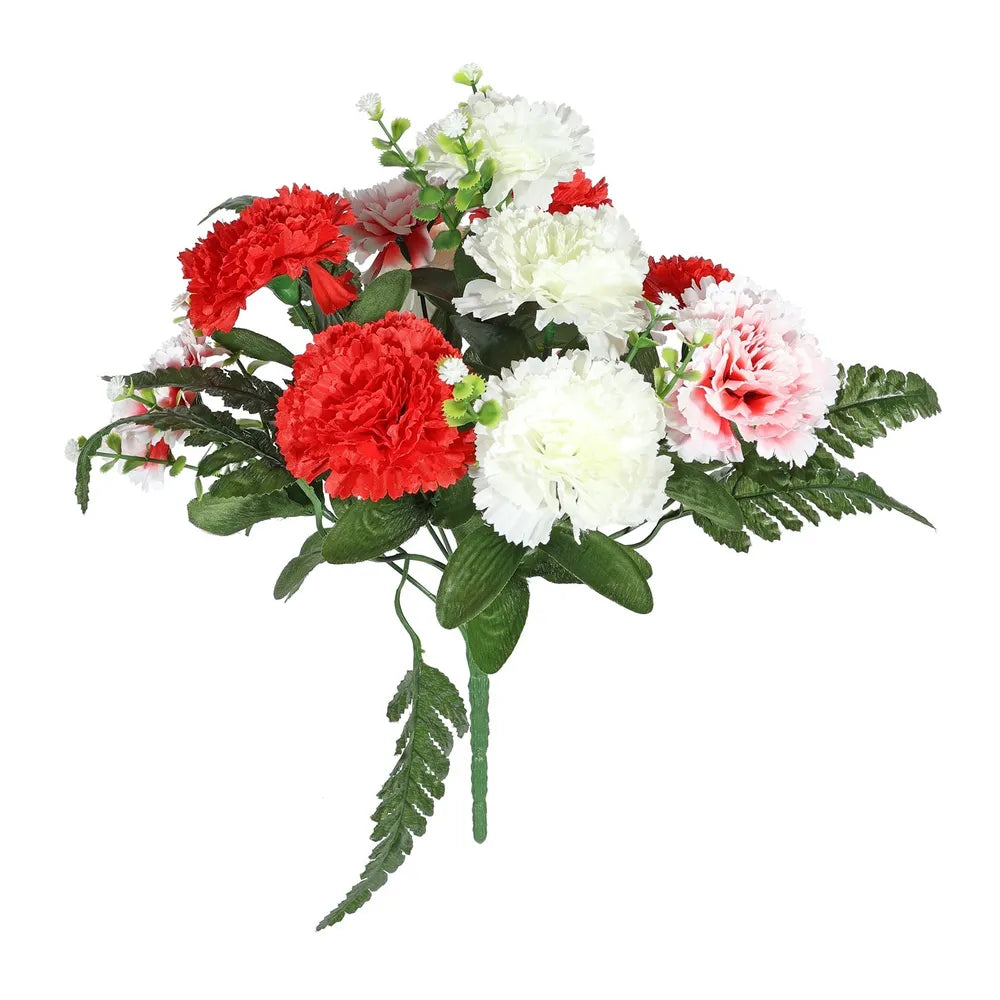 38cm Carnation Mixed Bunch - Red - Artificial
