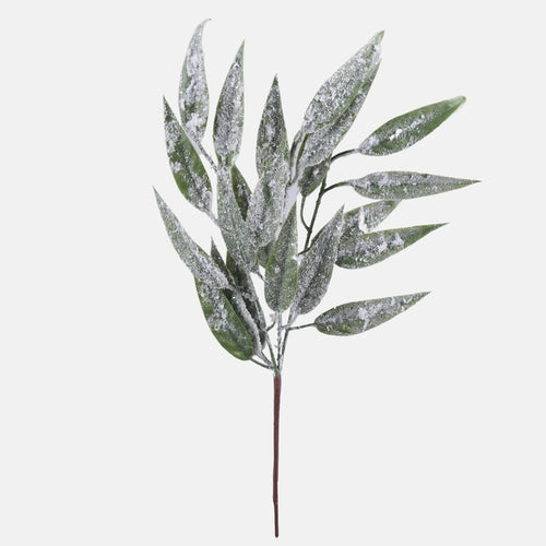 44cm Snow Covered Green Willow Leaf - Christmas Artificial (XB10)