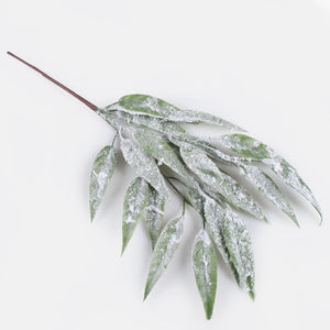 44cm Snow Covered Green Willow Leaf - Christmas Artificial (XB10)