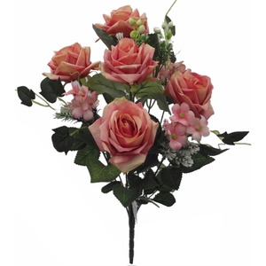 50cm Large Rosebud and Berry Bush Bundle Peach Pink - Artificial Flower