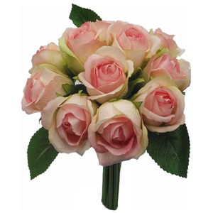 27cm Large Rosebud Bundle Peach Green - 11 Heads - Artificial Flower