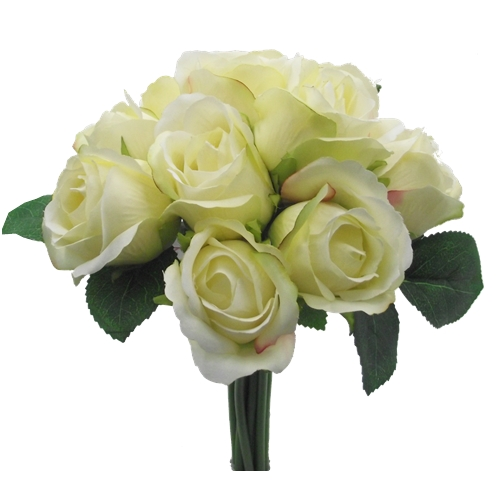 27cm Large Rosebud Bundle Lemon Yellow - 11 Heads - Artificial Flower