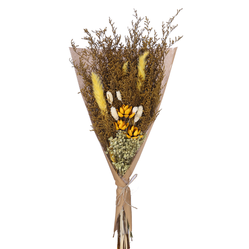 70cm Large Dried Mixed Flower Bouquet - Yellow/Ivory - Dried Flowers