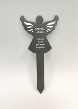 Load image into Gallery viewer, Black &amp; White Plastic Memorial Angel Cherub Stake Graveside Spike Crematorium