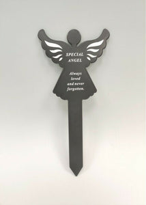 Black & White Plastic Memorial Angel Cherub Stake Graveside Spike Crematorium