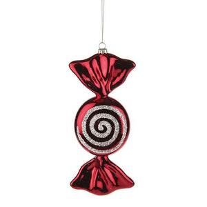 12cm Hanging Candy Sweet Swirl Red White Design - Christmas Wreath Decoration