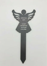 Load image into Gallery viewer, Black &amp; White Plastic Memorial Angel Cherub Stake Graveside Spike Crematorium