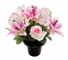 Load image into Gallery viewer, Lily Rose Alstro - Artificial Flower Grave Crem Pot