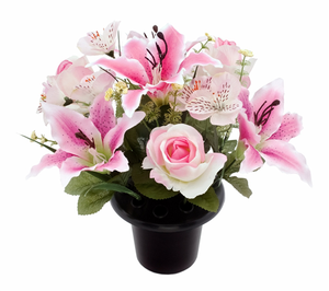 Lily Rose Alstro - Artificial Flower Grave Crem Pot