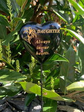 Load image into Gallery viewer, Black &amp; Gold Resin Memorial Lily Heart Stick Stake Graveside Spike Crematorium