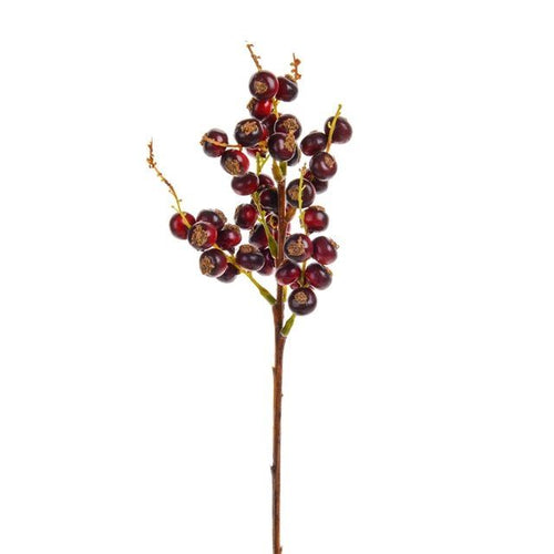43cm Deep Red Berry Spray Sprig Stem - Christmas Artificial