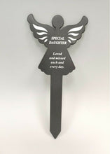 Load image into Gallery viewer, Black &amp; White Plastic Memorial Angel Cherub Stake Graveside Spike Crematorium