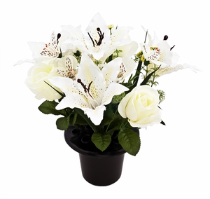 Lily Rose Alstro - Artificial Flower Grave Crem Pot