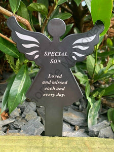 Black & White Plastic Memorial Angel Cherub Stake Graveside Spike Crematorium