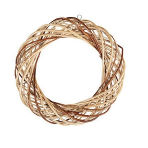 30cm Natural Rattan Wicker Wreath - Artificial Flower