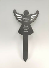 Load image into Gallery viewer, Black &amp; White Plastic Memorial Angel Cherub Stake Graveside Spike Crematorium