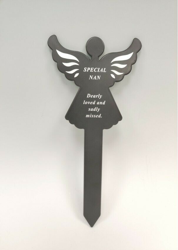 Black & White Plastic Memorial Angel Cherub Stake Graveside Spike Crematorium