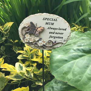 Memorial Bronze 3D Butterfly Stick Stake Pick Plaque Tribute Graveside Ornament