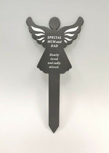 Black & White Plastic Memorial Angel Cherub Stake Graveside Spike Crematorium