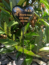 Load image into Gallery viewer, Black &amp; Gold Resin Memorial Lily Heart Stick Stake Graveside Spike Crematorium