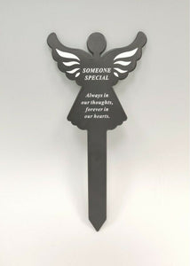 Black & White Plastic Memorial Angel Cherub Stake Graveside Spike Crematorium