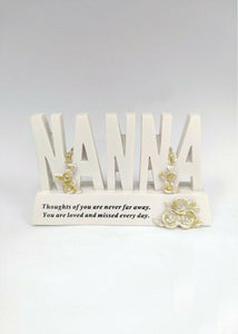 Gold Plinth Memorial Letters- Rose Flower - Remembrance Graveside Plaque Tribute