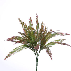 34cm Plastic Fern Bush Green/Brown