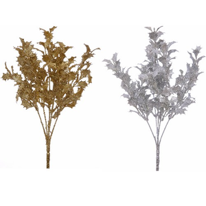 29cm Glittered Holly Bush