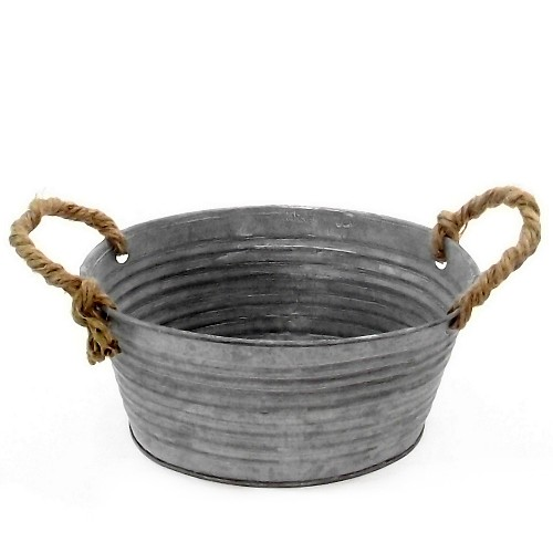 19 cm Round Metal Rope Planter Pot - Vase Bucket Florist Floristry Bulb Container