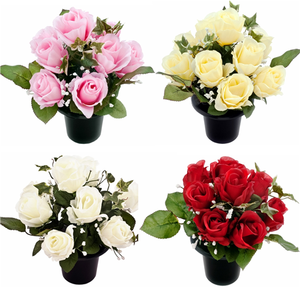 Rosebud and Ivy - Artificial Flower Grave Crem Pot